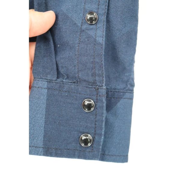 NWT G-Star RAW Shirt Mens Small Landoh Long Sleeve Button Up Dark Blue geometric - Picture 10 of 16